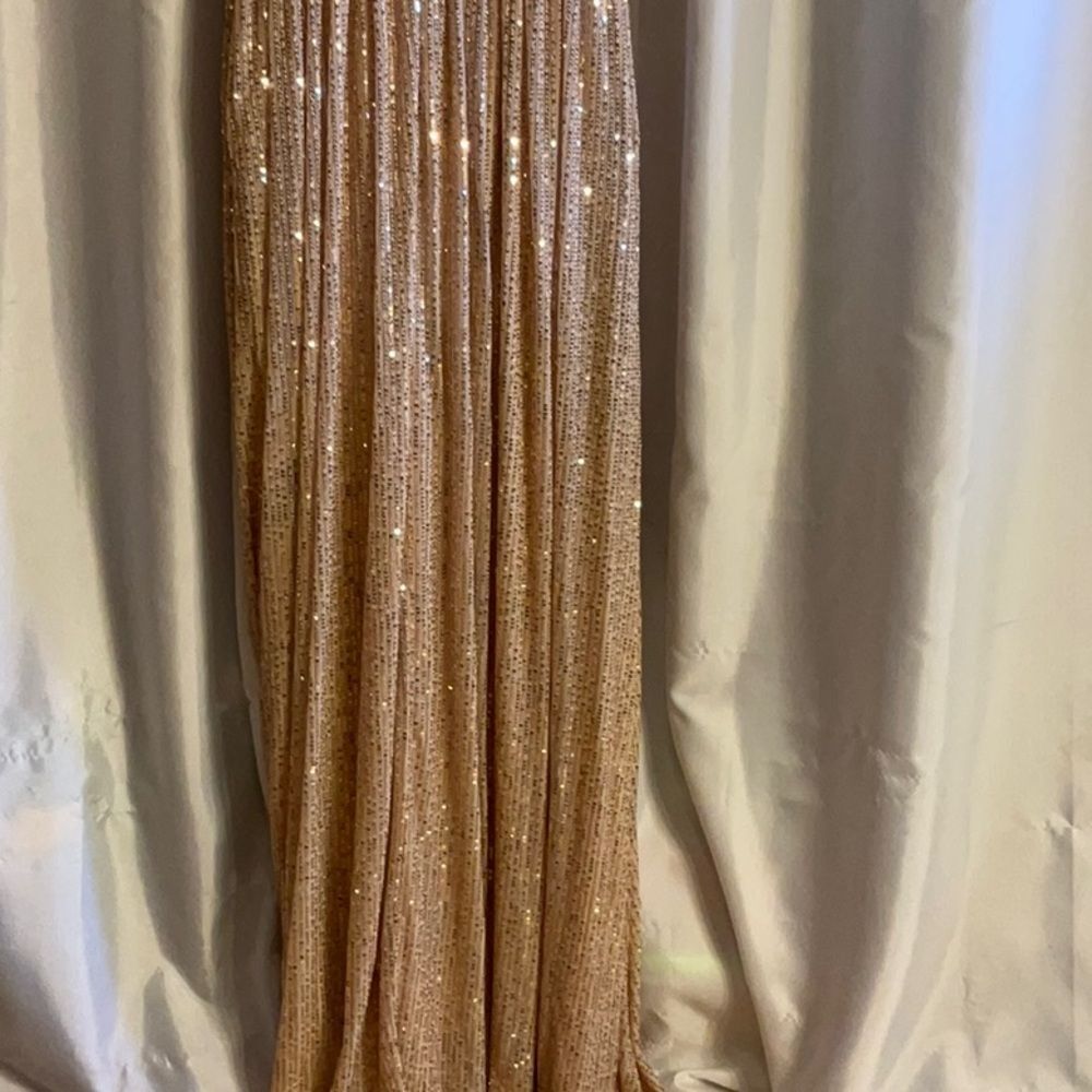 ALISA & LEO nude colored gown with gold to pinkish colored sequins all over 15JR - Picture 12 of 16